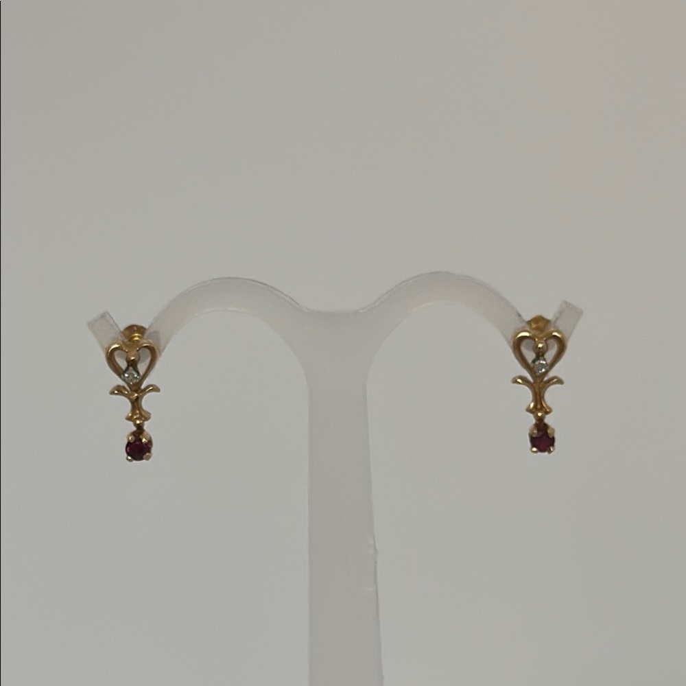 14k real solid Gold sapphire Ruby Earrings